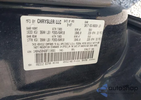 2008 Chrysler Aspen Limited from USA, damaged, VIN 1A8HW58N68F110681